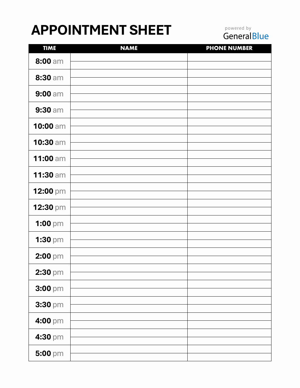 Free Downloadable Appointment Planner Template Word