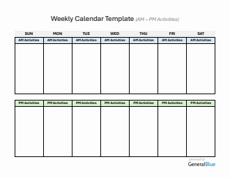 At-A-Glance Weekly Calendar Customizable in Word (AM-PM Layout)