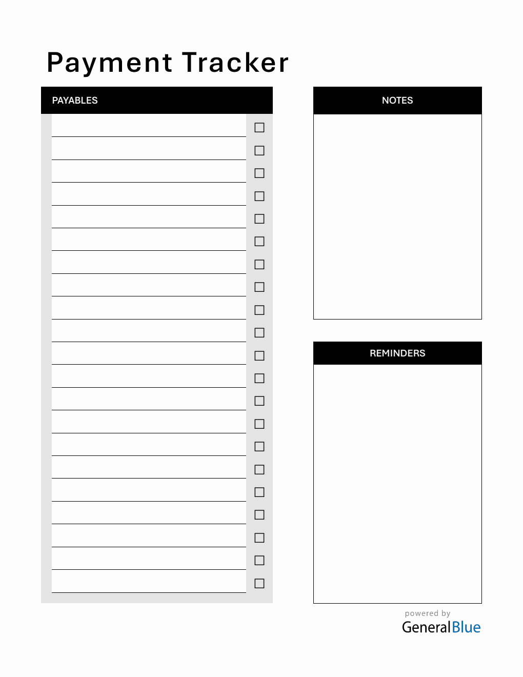 Customizable Bill Payment Tracker in PDF