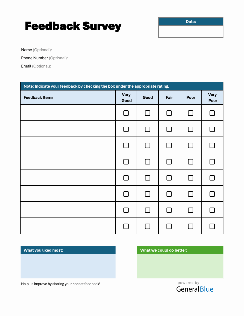 Customer Feedback Form in Excel - Free  Spreadsheet