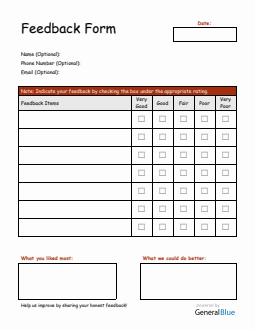 Editable Customer Feedback Form Word