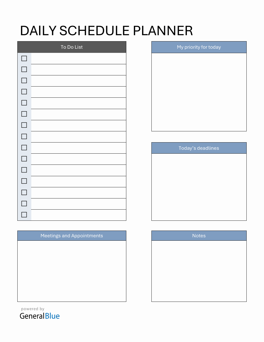 Printable Daily Schedule Planner Word