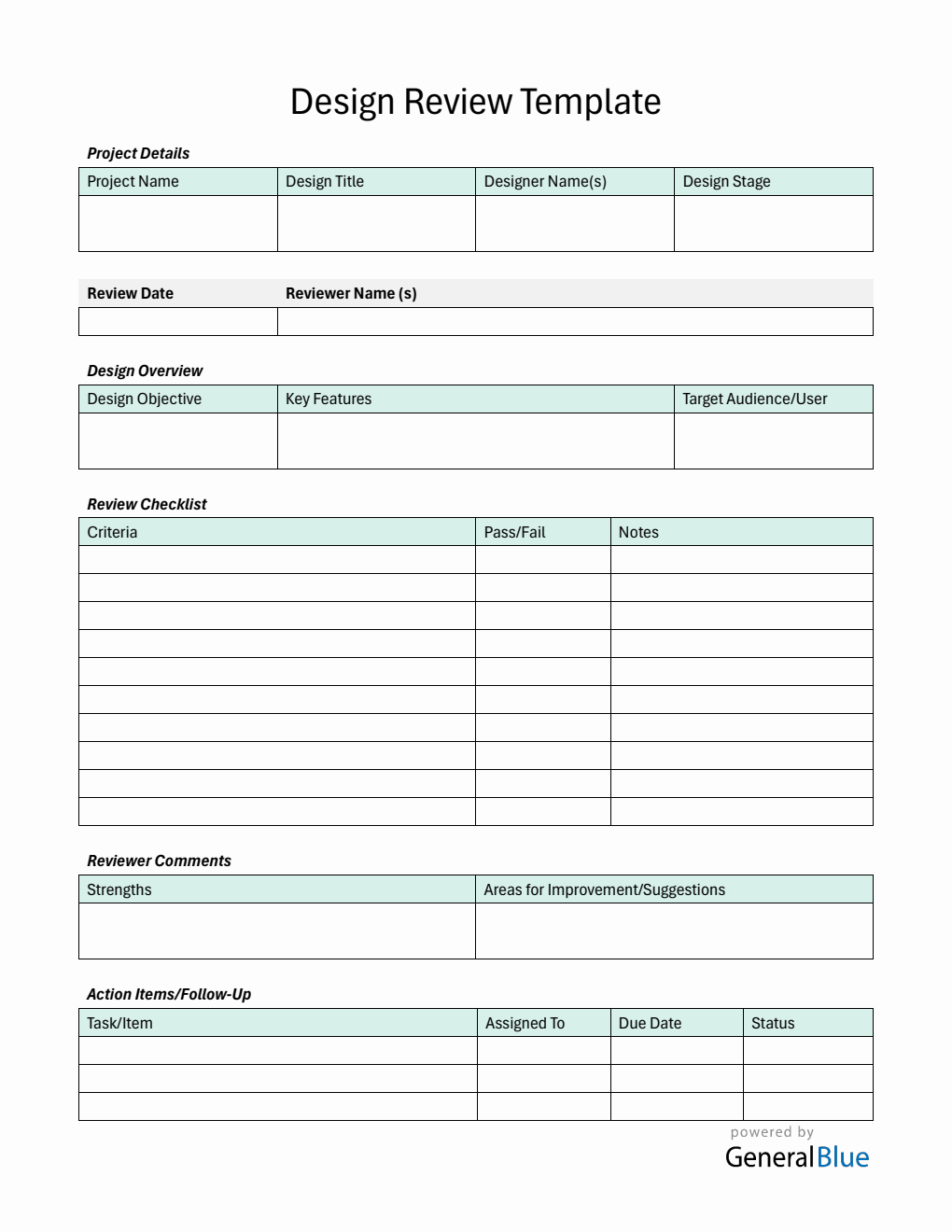 Editable Design Review Template - Free PDF Download