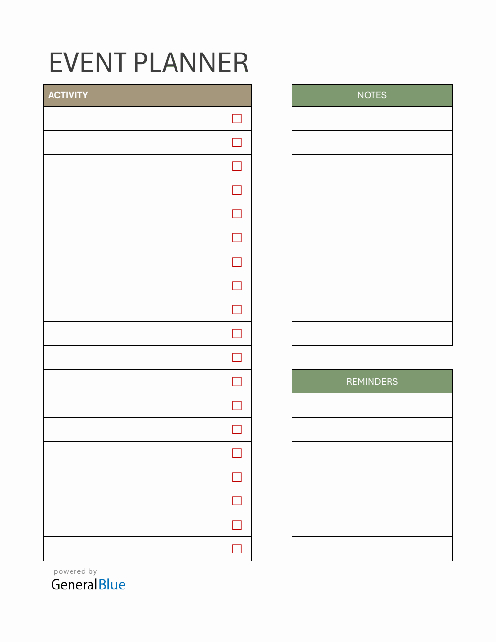 Free Event Planner - Fillable Word Template