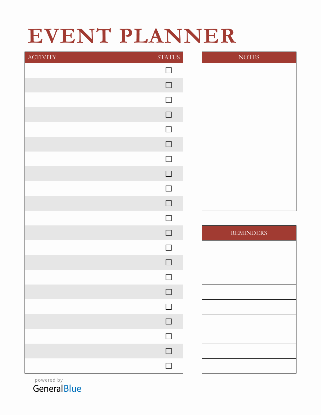 Free Event Planner - Simple Word Template