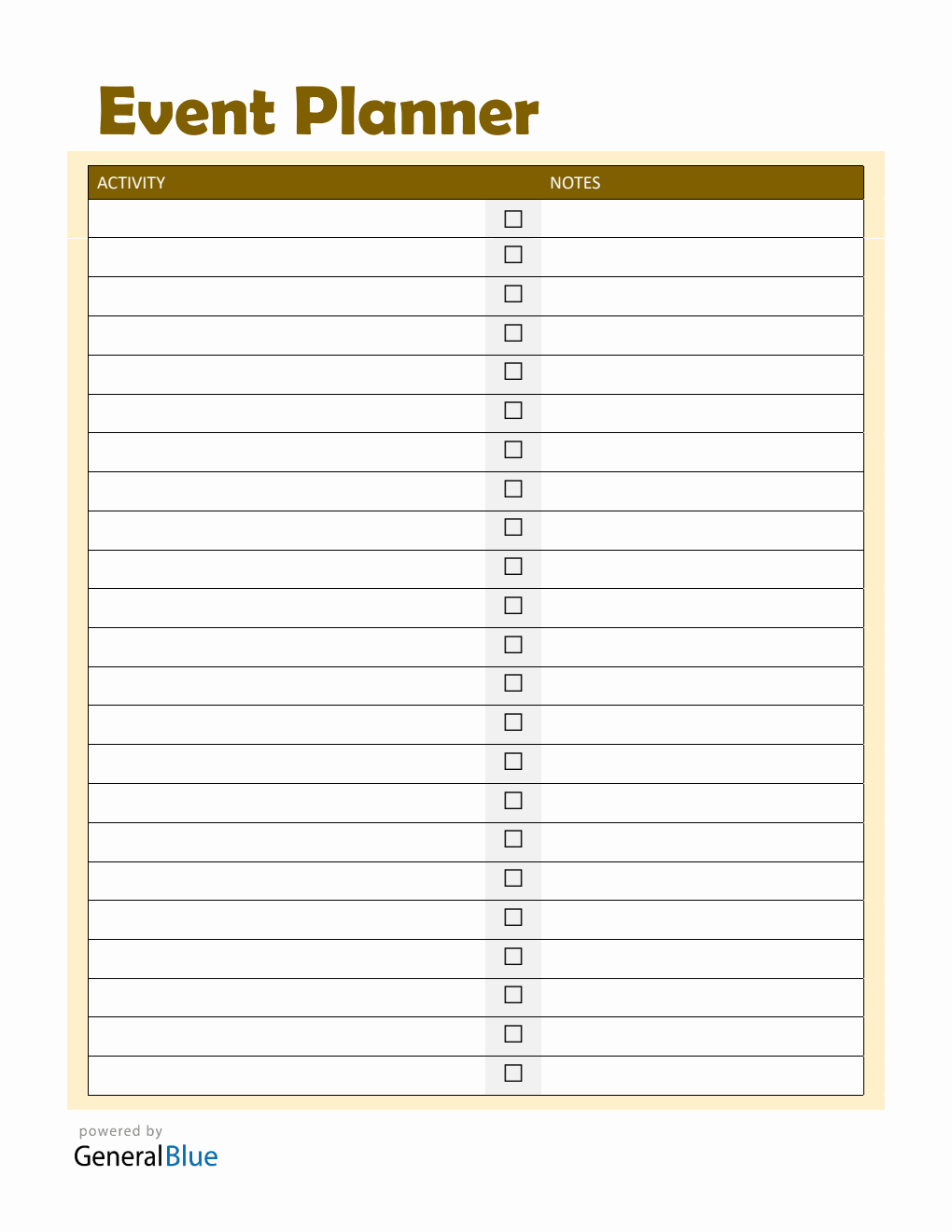 Event Planning PDF - Free Downloadable Template