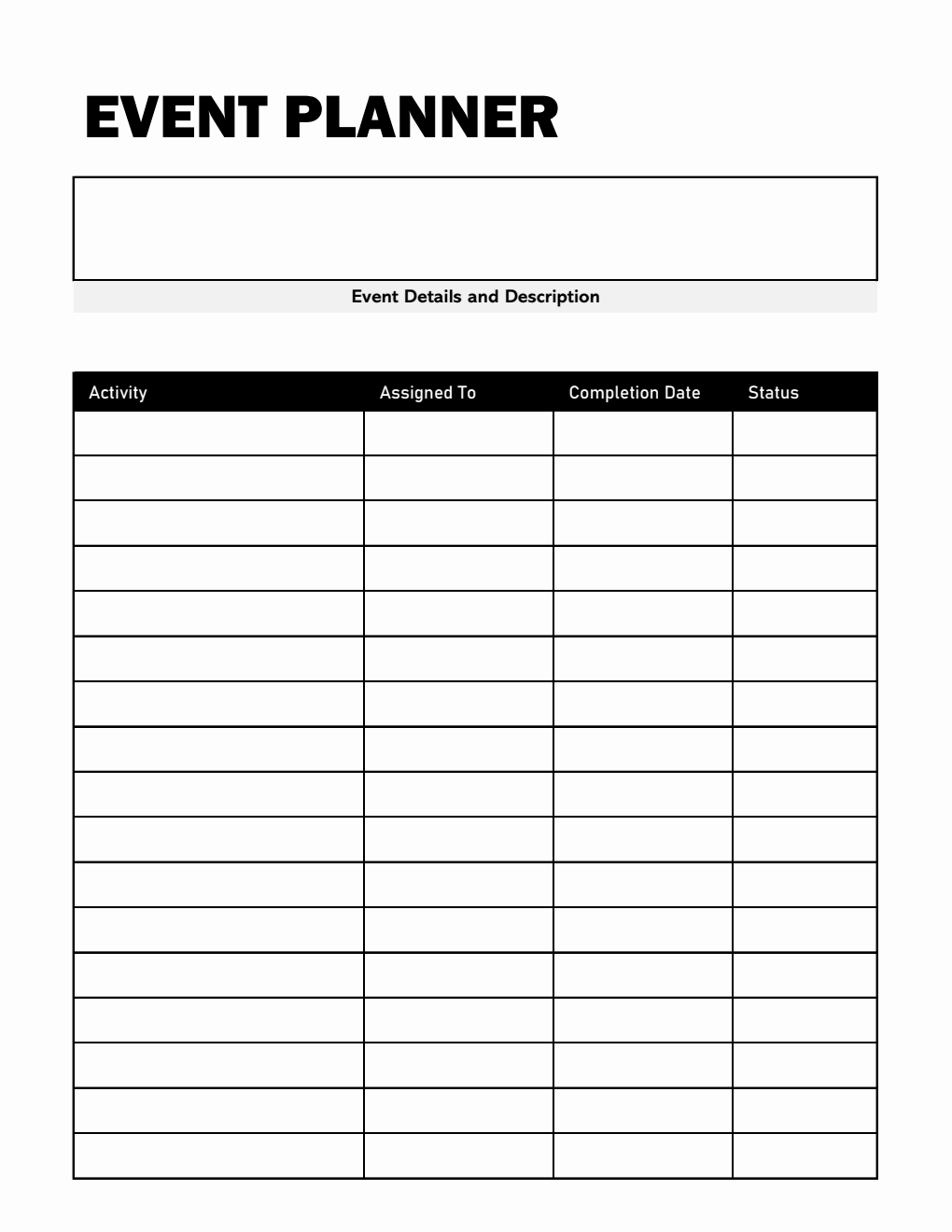 Editable Event Planning Template - Free Excel Download