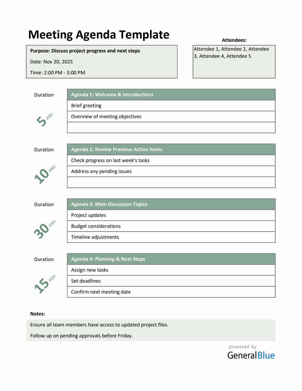 Downloadable Meeting Agenda Template | Free to Use in Excel Format