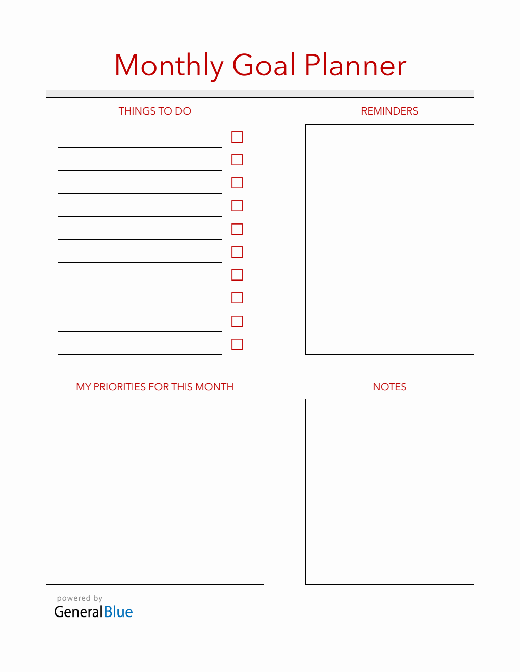 Free Monthly Planner Template Word (Simple)