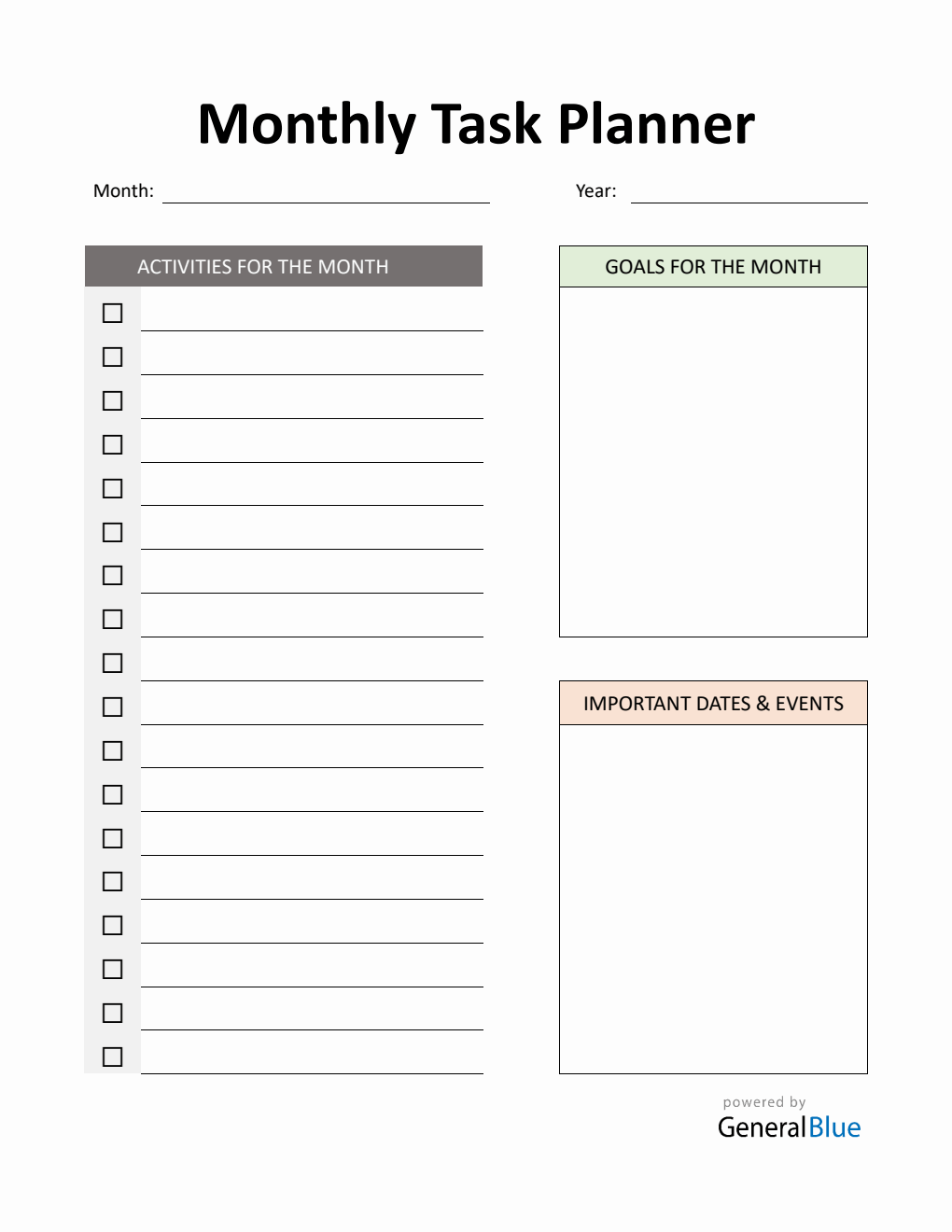 Free Editable Monthly Planner with To-Do List (Word)