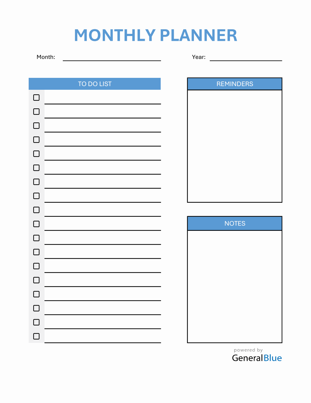Free Downloadable Monthly Planner with To-Do List (Excel)