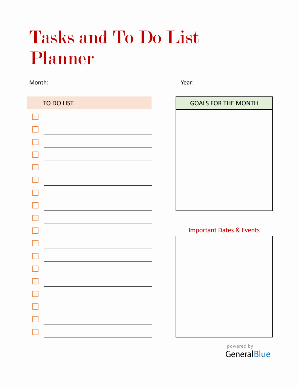 Free Basic Monthly Planner with To-Do List (Word)