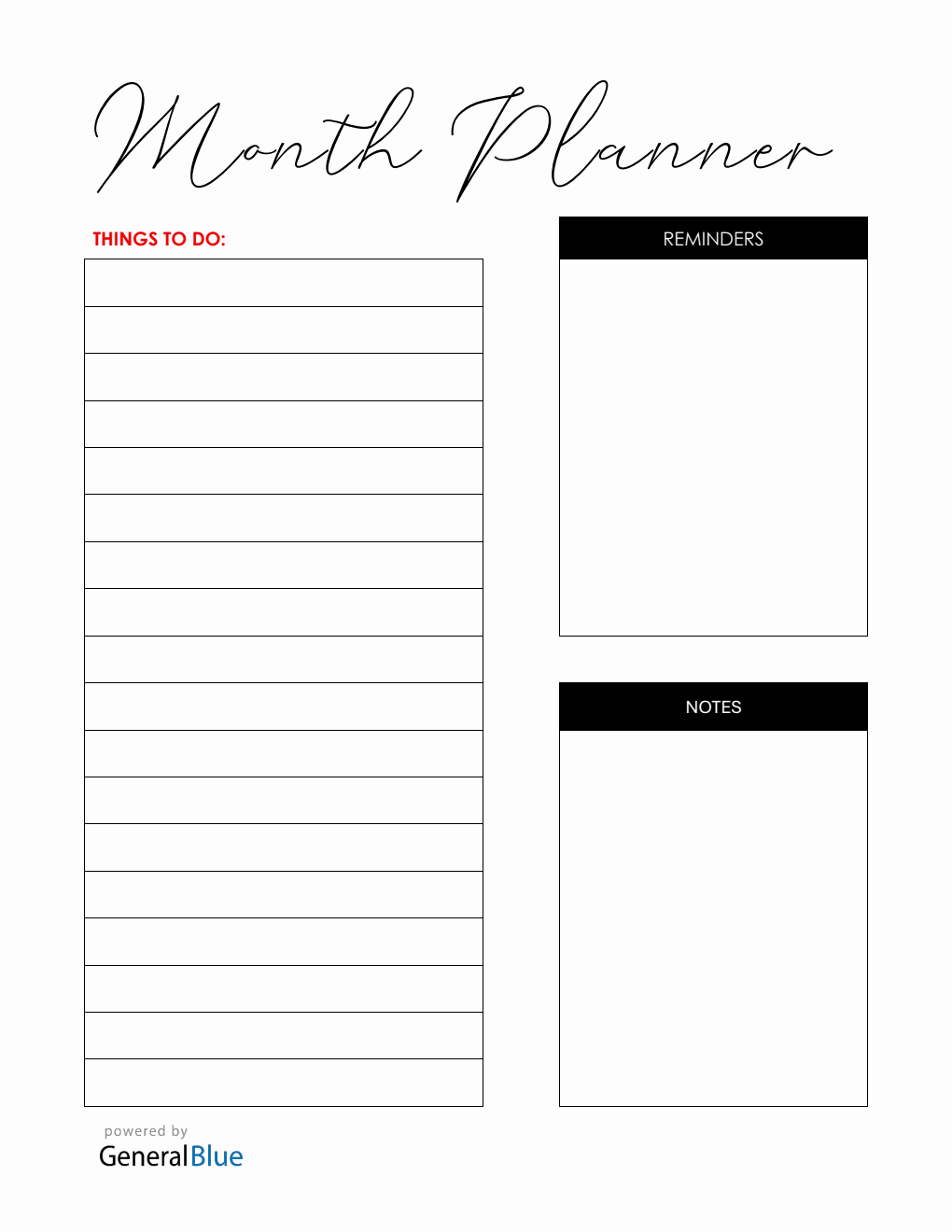 Customizable Monthly Planner in PDF