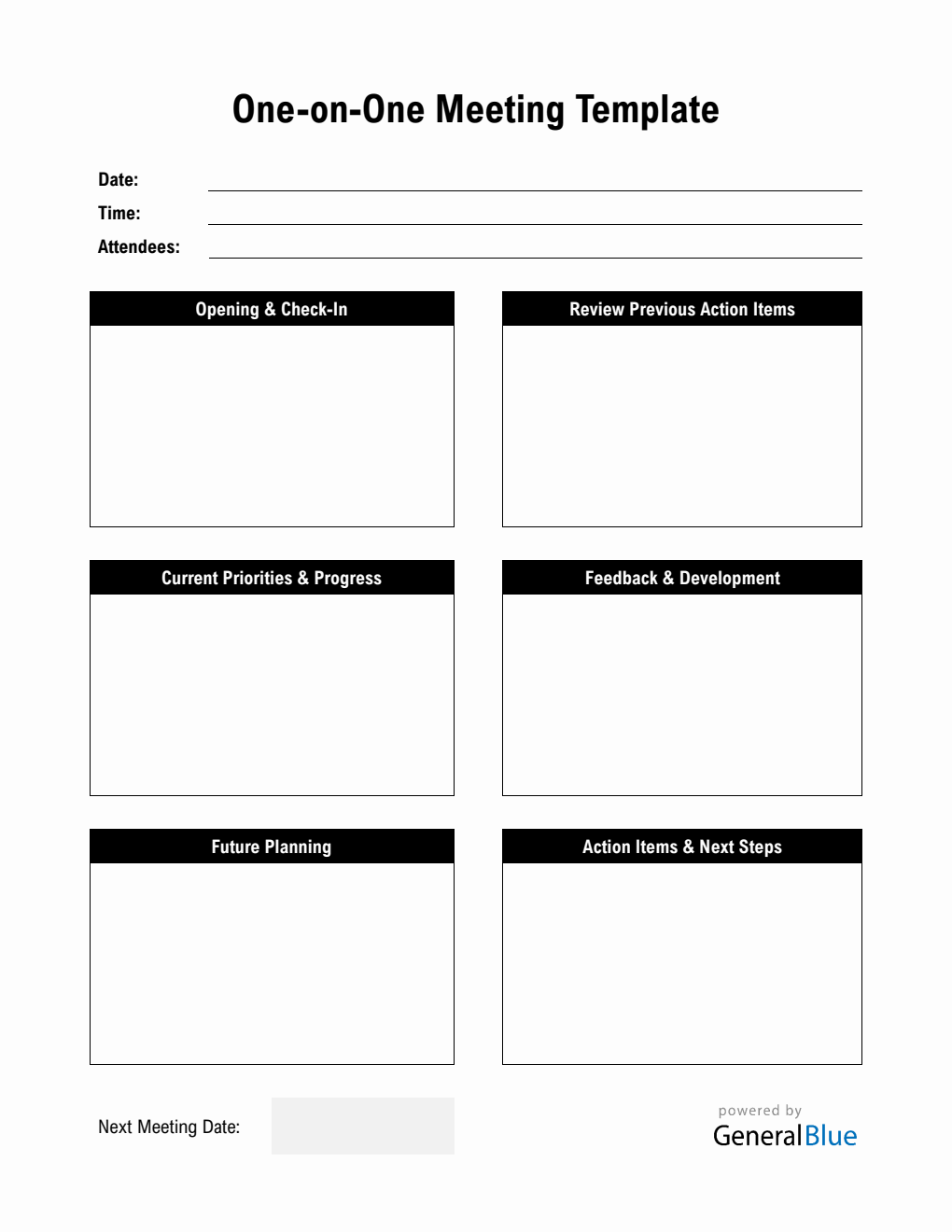 One-on-One Meeting Template Word (Black)