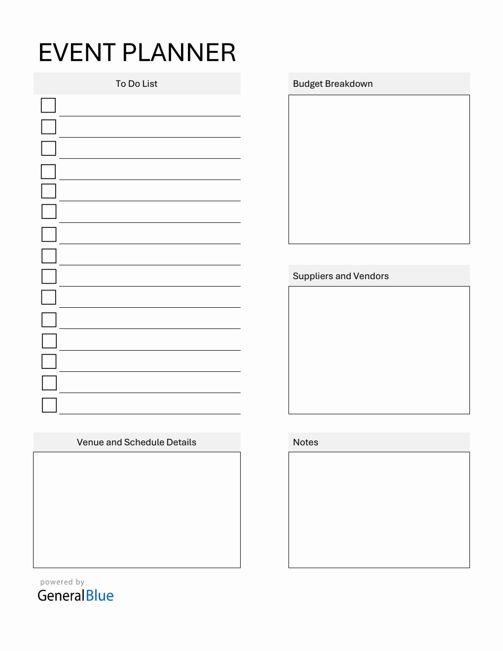 Event Planner Template in PDF (Printable)