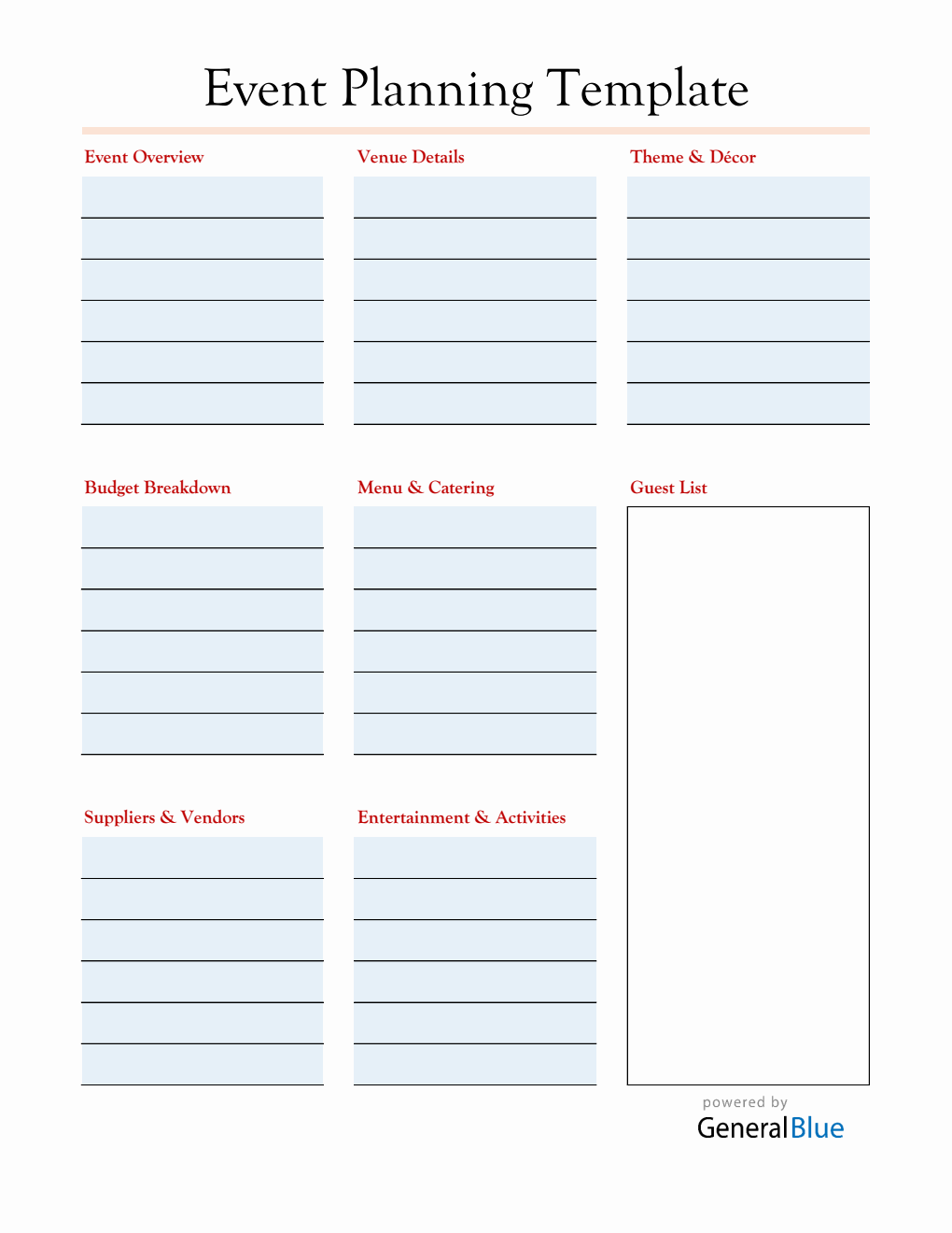 Event Planner Template in PDF (Downloadable)