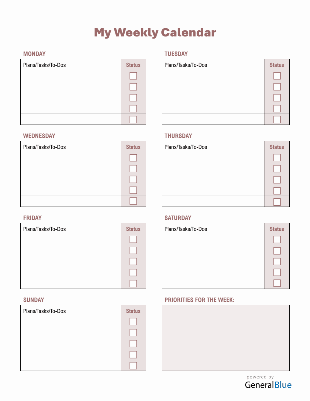 Weekly Checklist PDF - Free To Customize