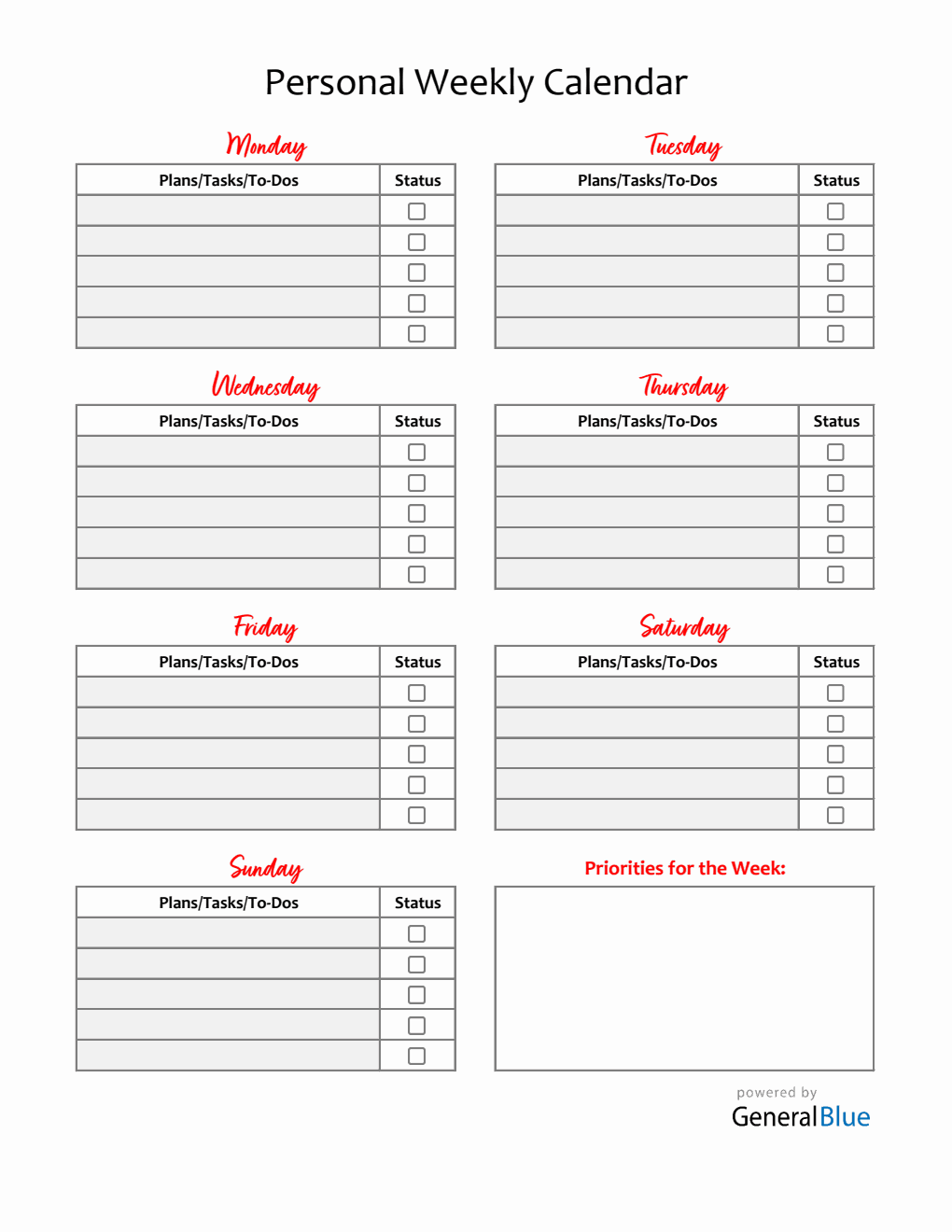 Excel Weekly Checklist Template (Free To Download)