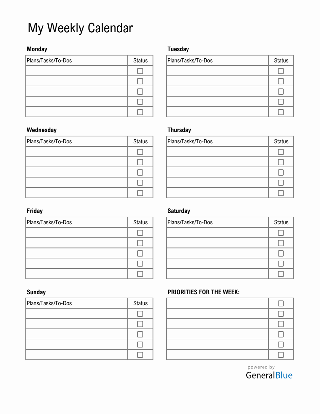 Excel Weekly Checklist Template (Free To Print)