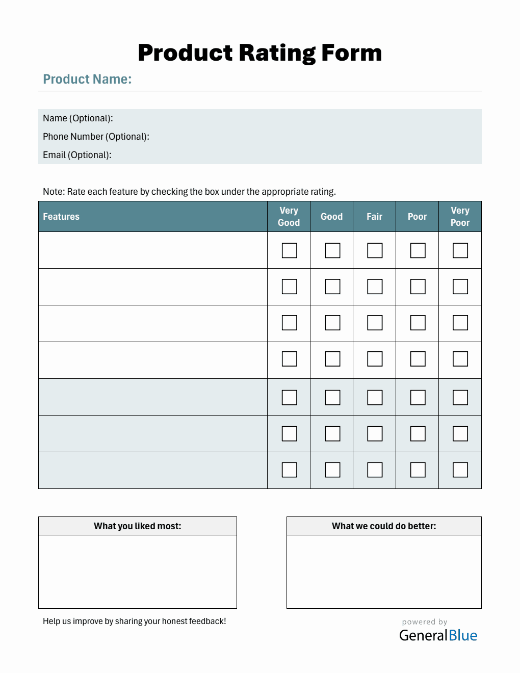 PDF Product Feedback Form - Simple Style