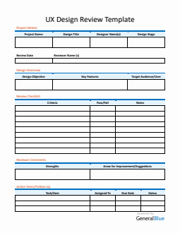 Downloadable UX Design Review Template (Word Format)