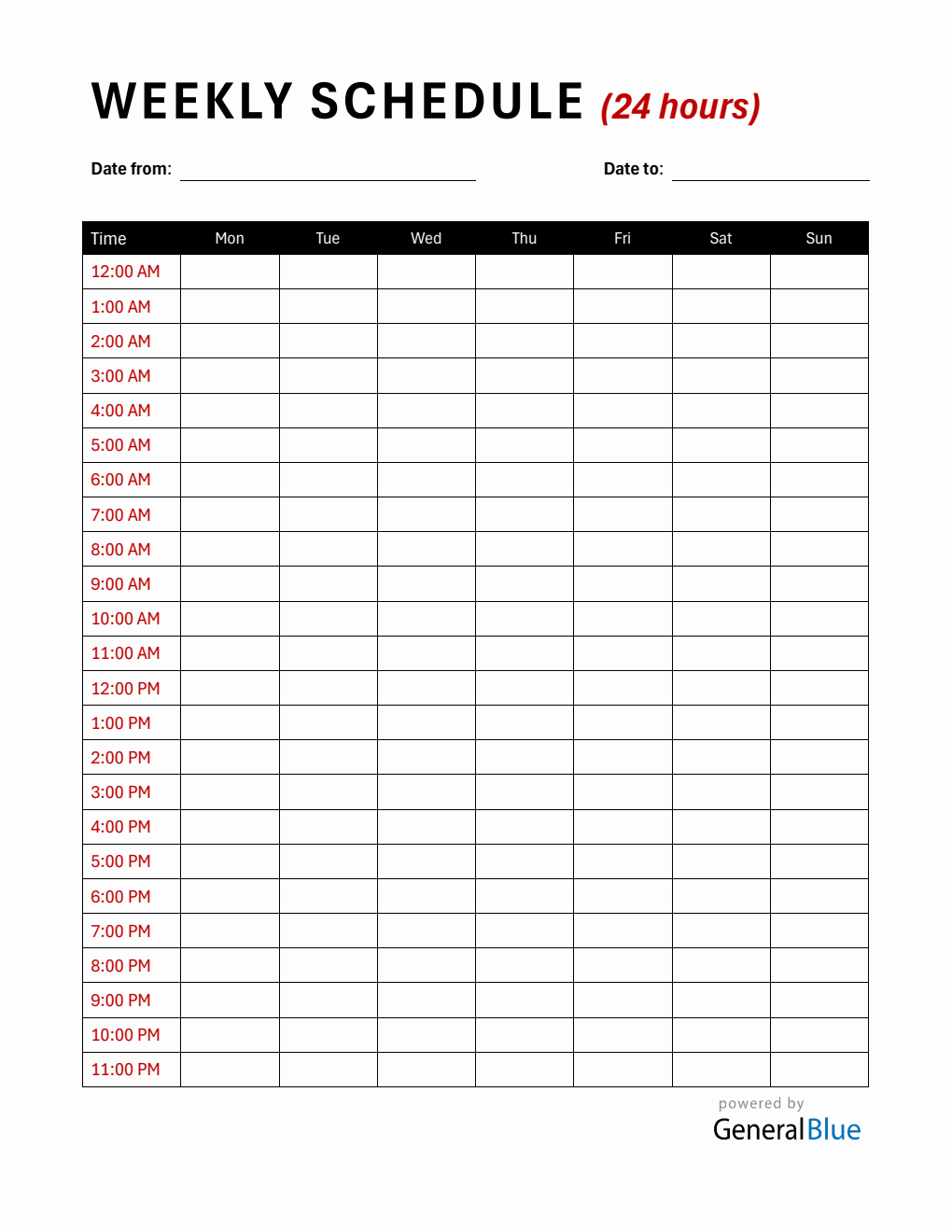 Printable Weekly Schedule Template Word – Plan Every Hour of Your Week!