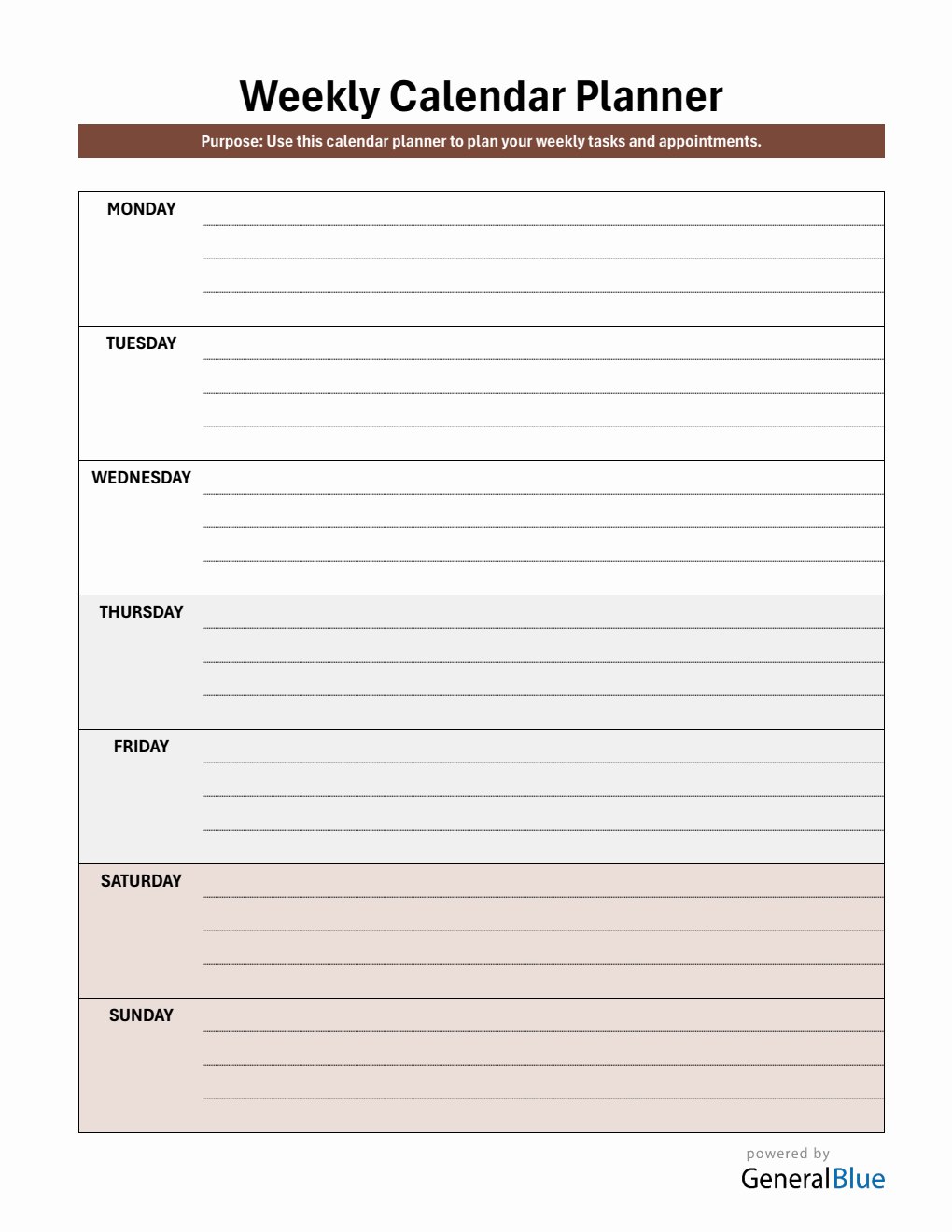 Week At A Glance PDF Planner (Portrait)