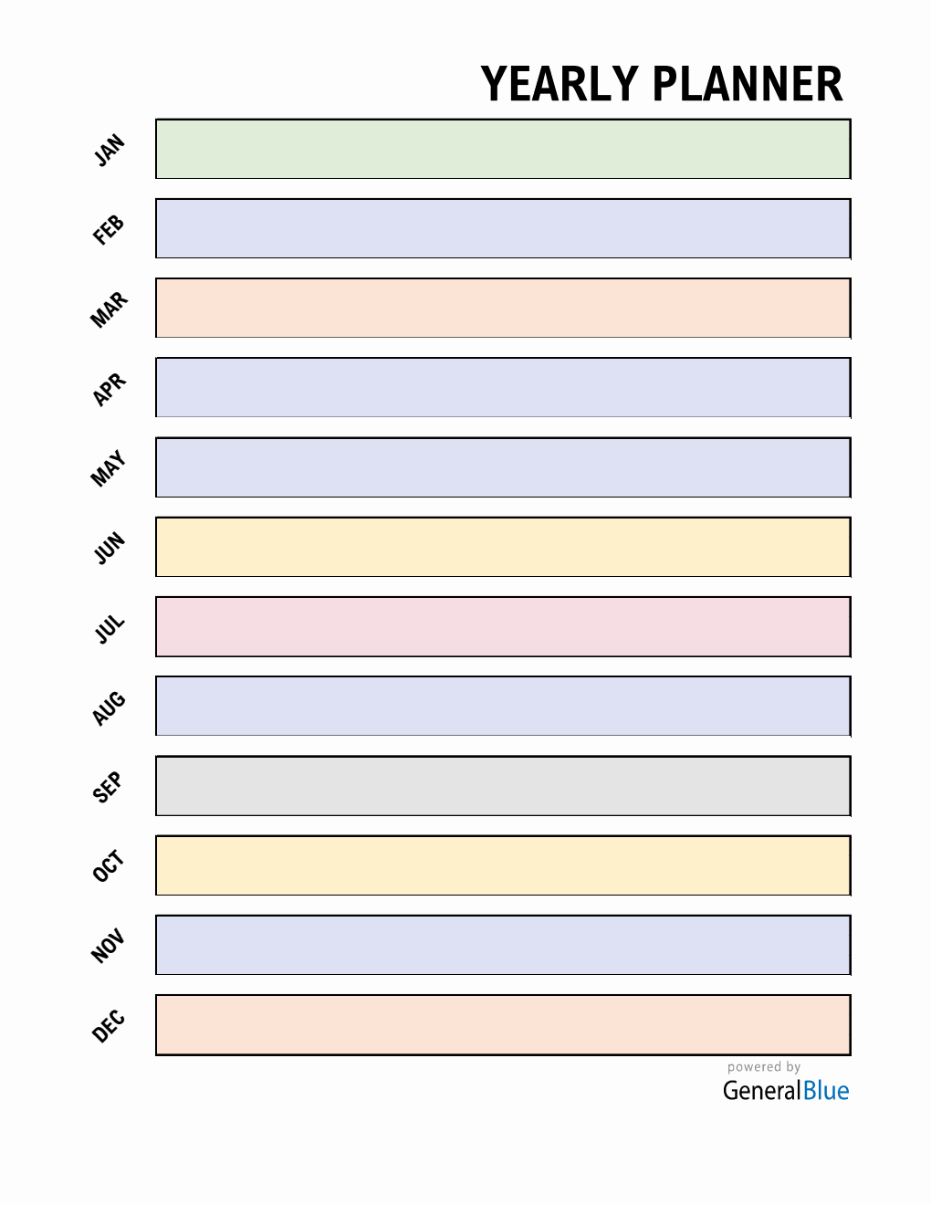 Free Excel Yearly Planner (Colorful)