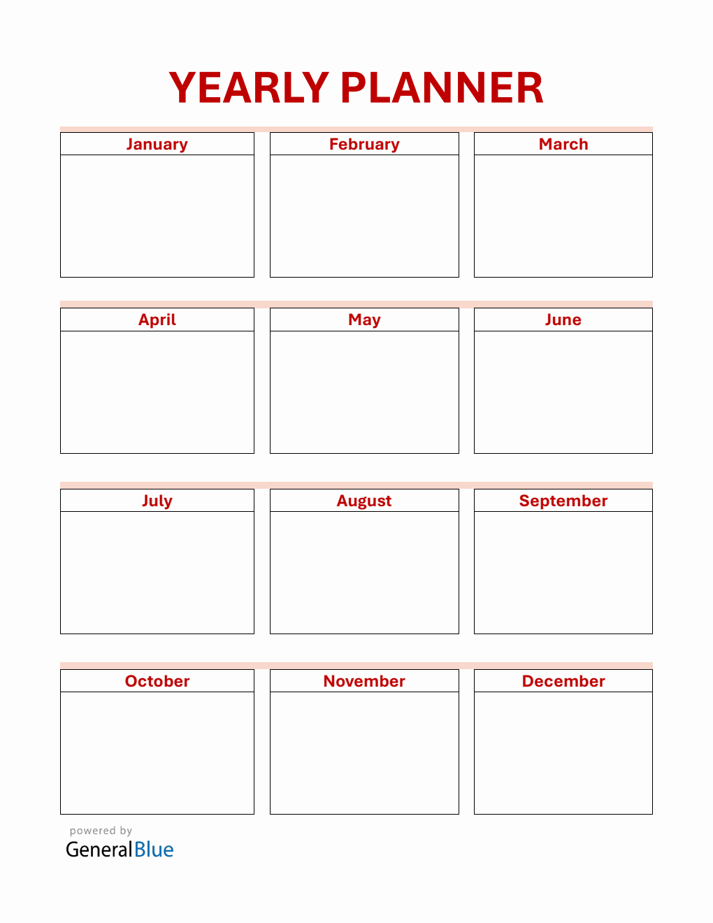 Yearly Planner PDF - Free Simple Template